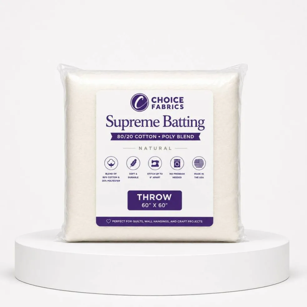 Supreme Batting - 80/20 Cotton/Poly Blend - Throw (60" x 60")