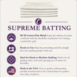 Supreme Batting - 80/20 Cotton/Poly Blend - Twin (72