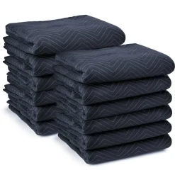 Sure-Max 12 Moving & Packing Blankets - Pro Economy - 80" x 72" (35 lb/dz weight) - Quilted Shipping Furniture Pads Navy Blue and Black