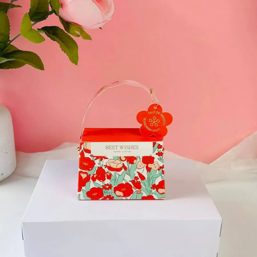 Sweet Degrees Kitchen Purse-Shaped Handbag Favor Box with Decorative Handle and Gift Tag