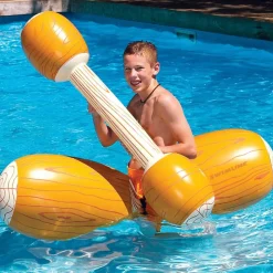 Swim Central 54" Brown & White Inflatable Swimming Pool Log Flume Joust Set