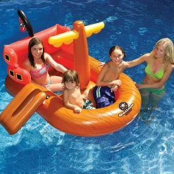 Swim Central 5.3ft. Galleon Raider Inflatable Swimming Pool Pirate Ship Floating Boat Toy