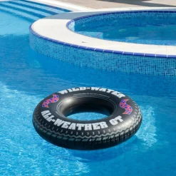 Swim Central Inflatable Wild Water Monster Tire Inner Tube - 36" - Black and White