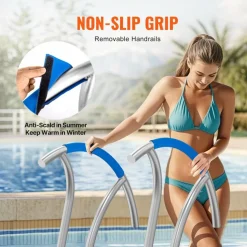 Swimming Pool Handrail 2 Pack, Rust-Resistant Grab Bar with Grip