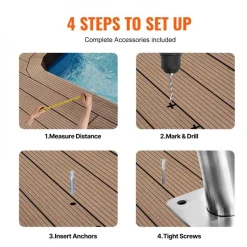 Swimming Pool Handrail 2 Pack, Rust-Resistant Grab Bar with Grip