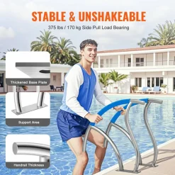 Swimming Pool Handrail 2 Pack, Rust-Resistant Grab Bar with Grip