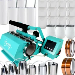 Swing Design 7-in-1 Tumbler Heat Press 20oz/30oz Bundle - Turquoise