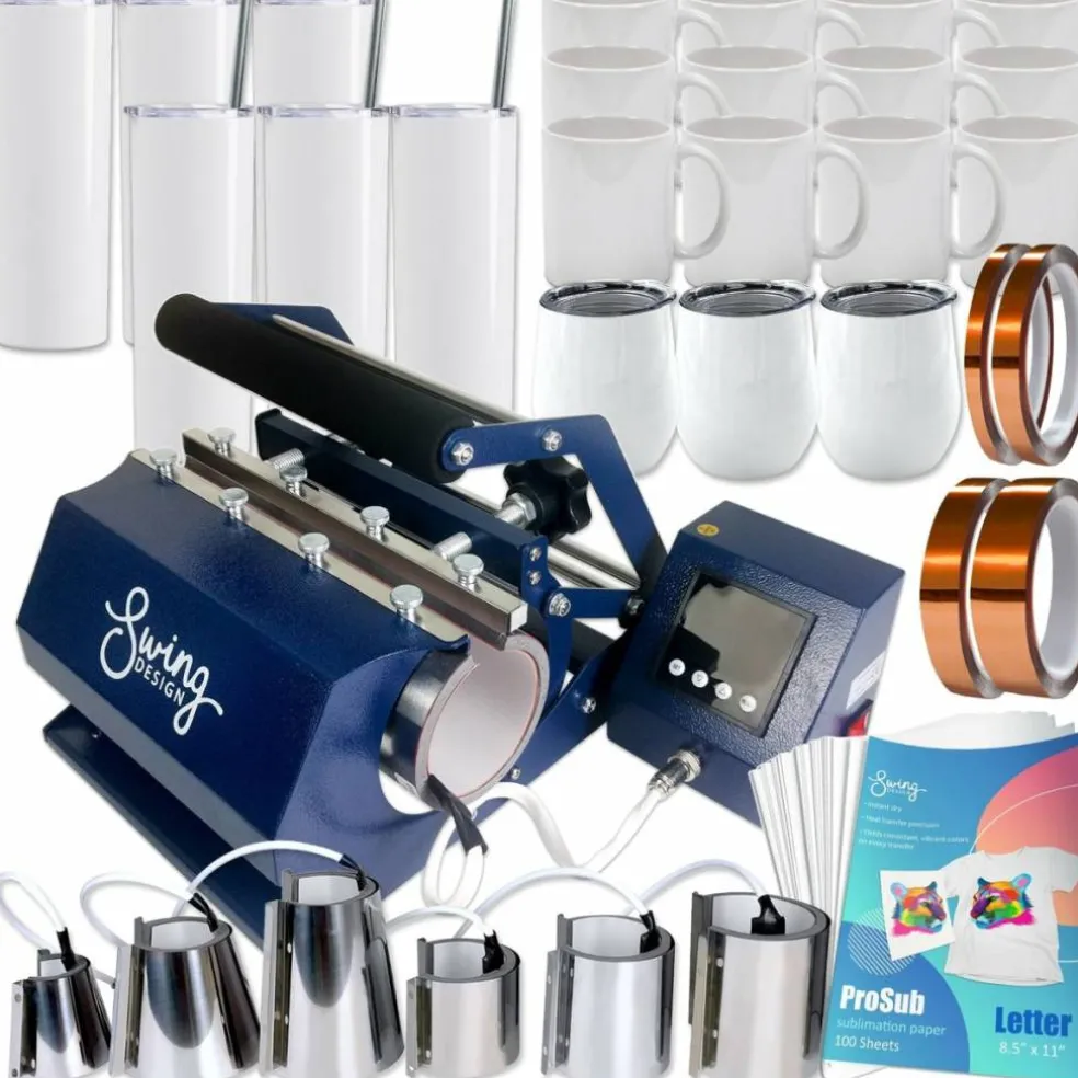 Swing Design 7-in-1 Tumbler Heat Press 20oz/30oz Bundle - Navy