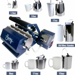 Swing Design 7-in-1 Tumbler Heat Press 20oz/30oz Bundle - Navy