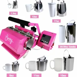 Swing Design 7-in-1 Tumbler Heat Press 20oz/30oz Bundle - Pink