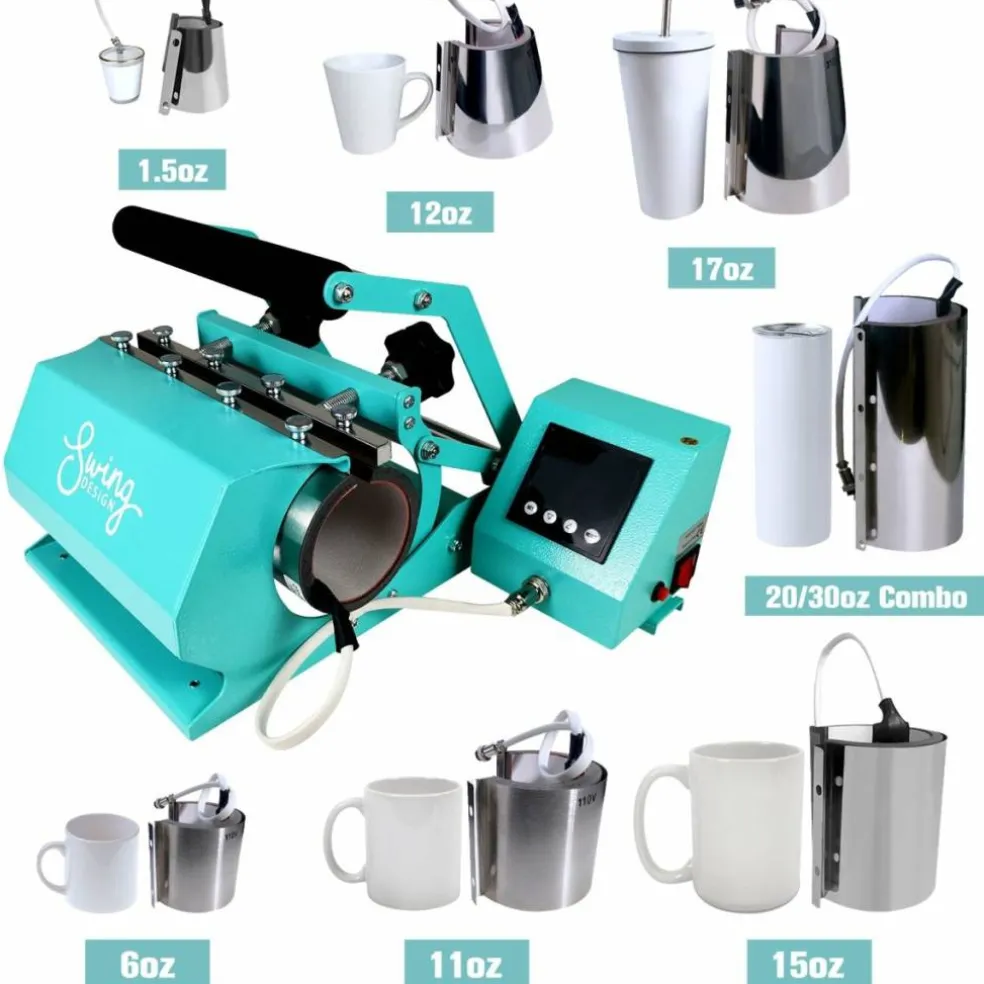 Swing Design 7-in-1 Tumbler Heat Press 20oz/30oz - Turquoise