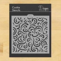Swirl All Over Pattern Cookie & Craft Stencil | CM127 by Designer Stencils | Cookie Decorating Tools |