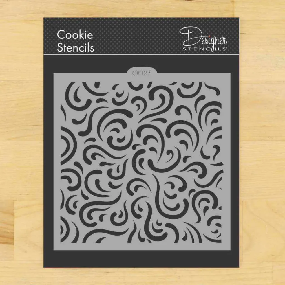 Swirl All Over Pattern Cookie & Craft Stencil | CM127 by Designer Stencils | Cookie Decorating Tools |