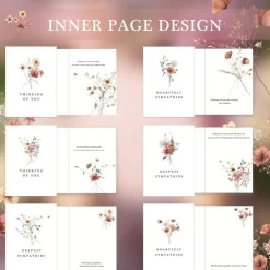 Sympathy Cards with Envelopes,Sympathy Cards Set of 48,Condolence Card with Matching Peel-and-Seal Rustic Envelopes,Each Card Comes with Heartfelt Condolences