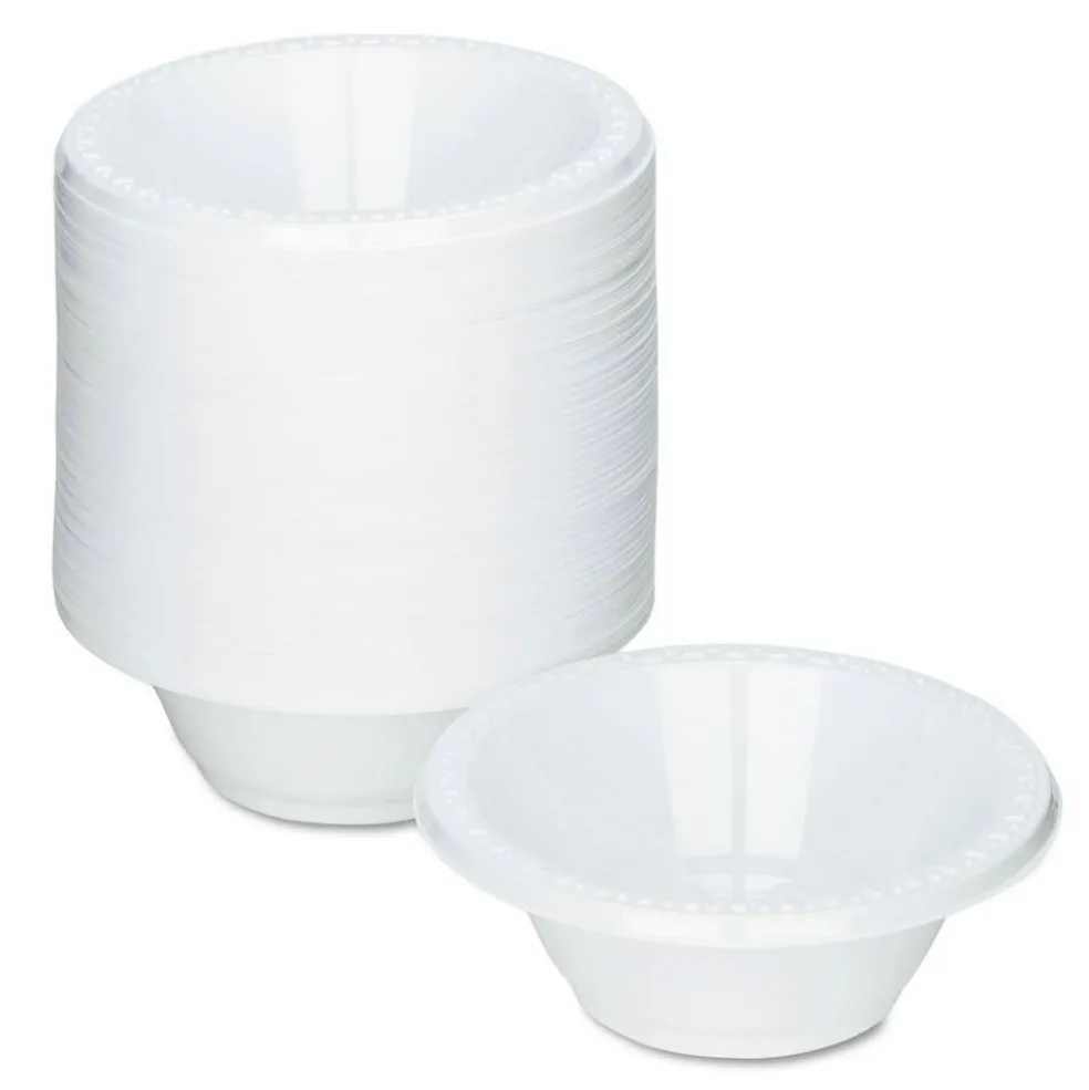 Tablemate Plastic Dinnerware, Bowls, 12 Oz, White, 125/pack