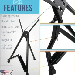 Tabletop Easel for Painting - 15" to 21" Adjustable Metal Stand - Portable Art Easels for Display - Holds Canvas, Whiteboards, Posters, Signs, Drawings & More