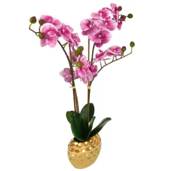 24" Tabletop Pink Orchid Plant in Gold Ceramic Pot by Ashland®