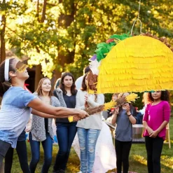 Taco Piñata Set Mexican Birthday Party Decorations Cinco De Mayo Fiesta Theme Taco Pinata with Plastic Stick and Blindfold for Mexican Themed Party Supplies Favors, 15 x 8 x 3 Inches