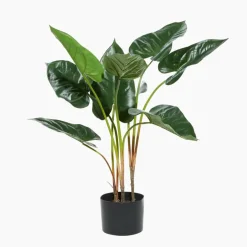Tall Artificial Anthurium Leaf Plant w  Metal Pot for Indoor Decor, 18