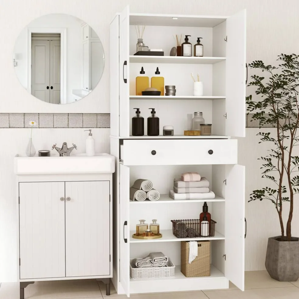 Tall Farmhouse Cabinet 72" – Modern Design with 4 Barn Doors