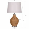 22" Tan Faux Rattan Table Lamp with White Fabric Shade by Ashland®