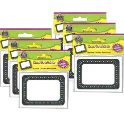 Teacher Created Resources Chalkboard Brights Name Tags, 6 Packs of 36