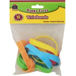 Teacher Created Resources Happy Faces Wristbands, 6 Packs of 10