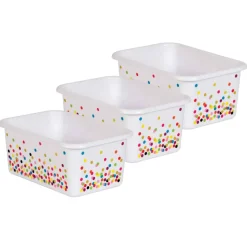 Teacher Created Resources® Small Confetti Plastic Storage Bin, 3ct.