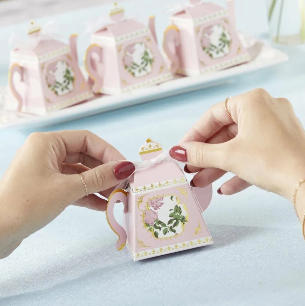 Tea Time Whimsy Teapot Favor Box - Pink (Set of 24)