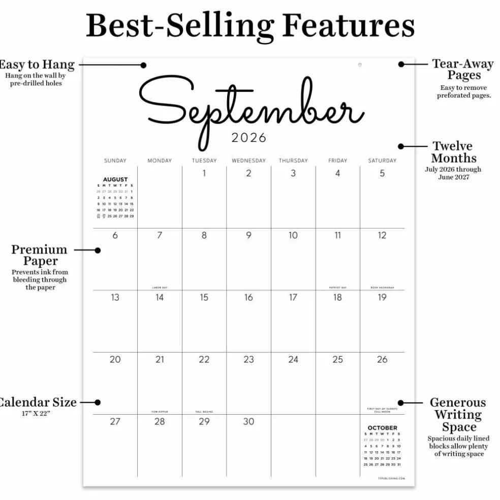 TF Publishing Large 2026-27 Art Poster Wall Calendar
