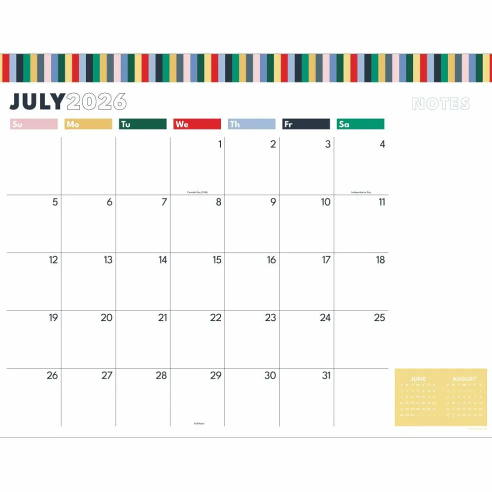 TF Publishing Large 2026-27 Long Weekend Desk Pad Monthly Blotter Calendar