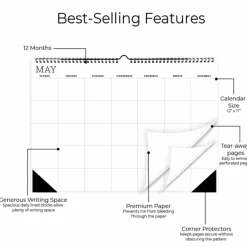 TF Publishing Medium Dry Erase Wired Hanging Horizontal Wall Calendar