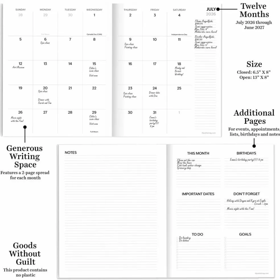 TF Publishing Medium 2026-27 Kraft Dot Monthly Planner