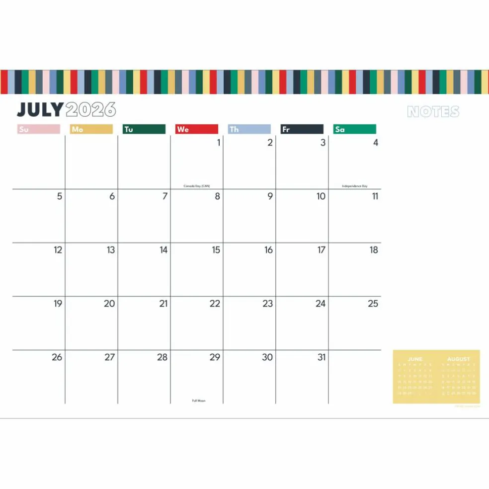 TF Publishing Medium 2026-27 Long Weekend Desk Pad Monthly Blotter Calendar