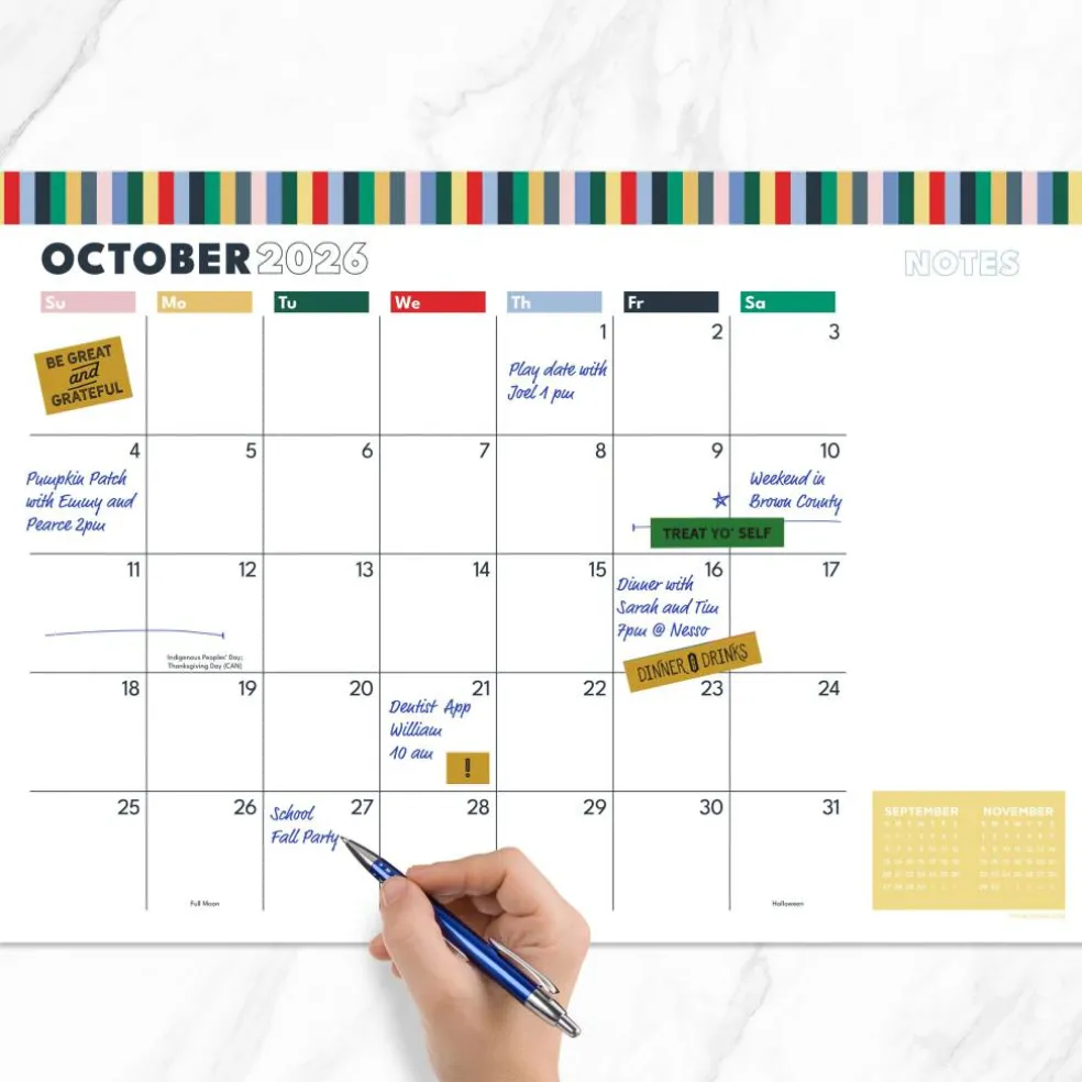 TF Publishing Medium 2026-27 Long Weekend Desk Pad Monthly Blotter Calendar