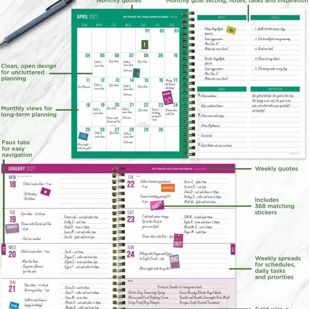 TF Publishing Medium 2026-27 Spicy Cat Weekly Monthly Planner