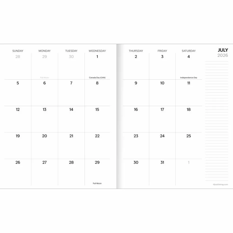 TF Publishing Medium 2026-27 Trailing Blooms Monthly Planner