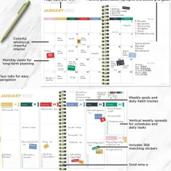 TF Publishing Yellow Medium 2026-27 Linen Weekly Monthly Planner