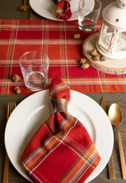 Thanksgiving & Fall Table Decoration Autumn Farmhouse Plaid, Table Runner, 14x72, Orange Plaid