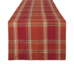 Thanksgiving & Fall Table Decoration Autumn Farmhouse Plaid, Table Runner, 14x72, Orange Plaid
