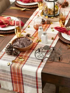 Thanksgiving & Fall Table Decoration Autumn Farmhouse Plaid, Table Runner, 14x108, Pumpkin Spice Orange
