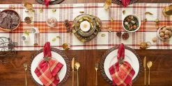 Thanksgiving & Fall Table Decoration Autumn Farmhouse Plaid, Table Runner, 14x108, Pumpkin Spice Orange