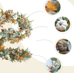Thanksgiving Fall Wreath Eucalyptus Berries Pumpkins Lamb Ears Leaves Pumpkin Garland