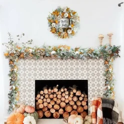 Thanksgiving Fall Wreath Eucalyptus Berries Pumpkins Lamb Ears Leaves Pumpkin Garland