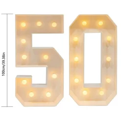 50th Birthday Light Up Numbers – 39.37in LED Marquee Decor