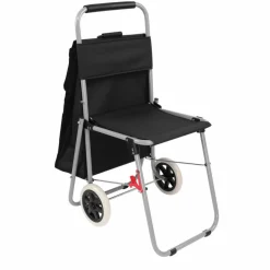 The ArtComber Folding Big Wheeled Portable Rolling Chair / Art Cart With Storage - Black