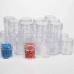 The Beadsmith Personality Case - Clear Storage Organizer Box, 6.4 x 5.4 x 1.25 inches - Includes 30 Small Containers with lids – 1 x 1.1 inches, Bead Holder
