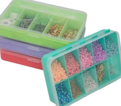The Beadsmith Personality Case Color-Coded Organizers, 4 Stackable boxes, 22 compartments in total, Stack measures 5.75 x 3.8 x 4.5 inches, jewelry storage organizer, tackle box, nail tip case