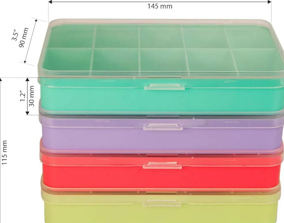 The Beadsmith Personality Case Color-Coded Organizers, 4 Stackable boxes, 22 compartments in total, Stack measures 5.75 x 3.8 x 4.5 inches, jewelry storage organizer, tackle box, nail tip case