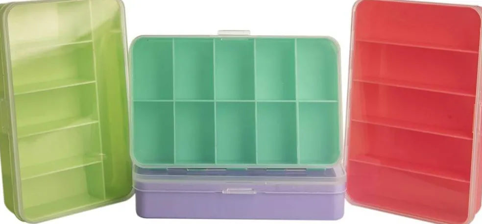 The Beadsmith Personality Case Color-Coded Organizers, 4 Stackable boxes, 22 compartments in total, Stack measures 5.75 x 3.8 x 4.5 inches, jewelry storage organizer, tackle box, nail tip case